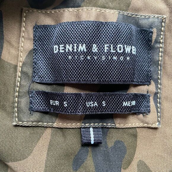 Denim & Flower Camouflage Shacket Shirt Men S Olive Green Snaps Army Outdoor - Picture 3 of 11
